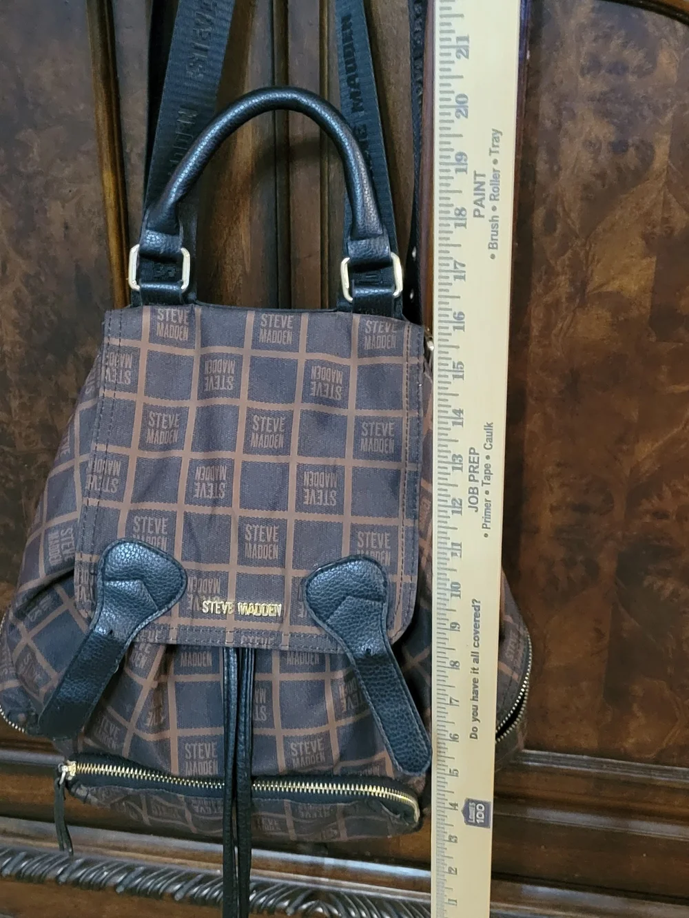 Steve Madden Brown Logo Backpack